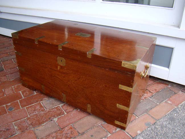 A n attractive late 19th century brass bound teakwood chest — image 2